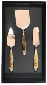 Elegant Beak Cheese 3 Piece Set in nickel finish, featuring ergonomic wooden handles for serving cheese with style.