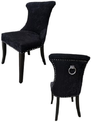 Dining Chair Black Chenille Fabric