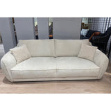 Elegant ivory corduroy 3-seat sofa with solid wood frame, inviting comfort and sophistication for modern living spaces.