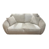 Elegant ivory corduroy 2-seat sofa with plush cushions and solid wood frame, perfect for comfort and style in any living room.