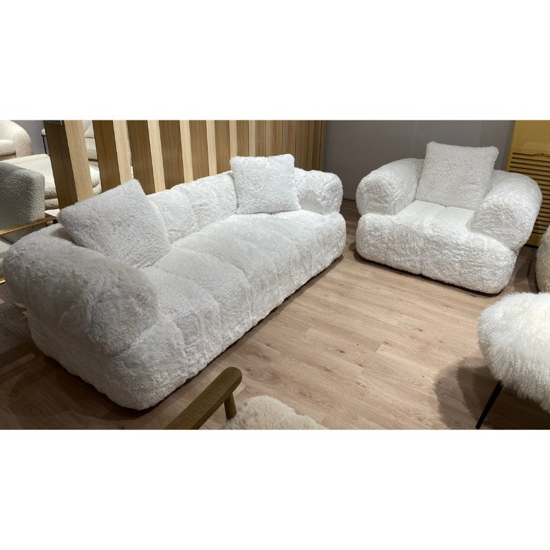 Elegant 3-seat Aspen sofa in natural white, featuring plush cushions and a durable wood frame for comfort and style.