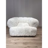 Luxurious Aspen Armchair in natural white, featuring cozy foam cushions and a durable Sherpa fabric for stylish comfort.