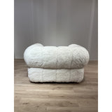 Aspen Armchair in natural white, featuring a luxurious Sherpa look and durable wood frame for stylish comfort.