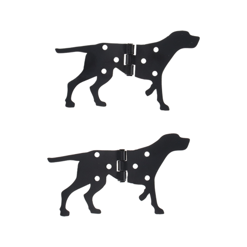 Whimsical dog-shaped hinges, 12 x 7cm, in assorted designs for playful and functional home decor.