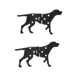 Whimsical dog-shaped hinges, 12 x 7cm, in assorted designs for playful and functional home decor.