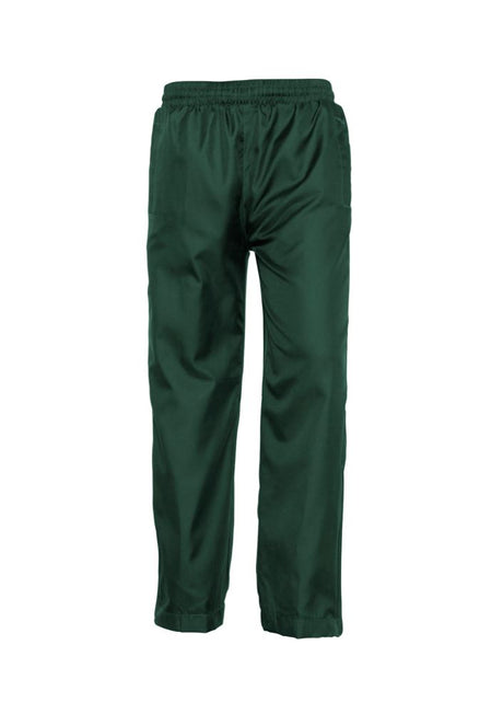 Adults Flash Track Pant in Forest color, Size M, featuring elastic waist, pockets, and knee-height zippers for outdoor comfort.