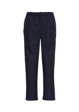 Navy adults' sports pants in size M, featuring breathable mesh panels, elastic waist, and zippered legs for versatile active wear.