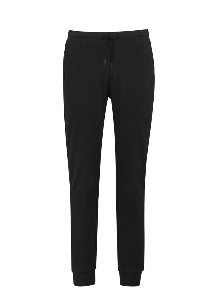 Kids Neo Pant in Navy featuring a soft waistband, adjustable drawstring, slim leg, and zippered pockets for active wear.