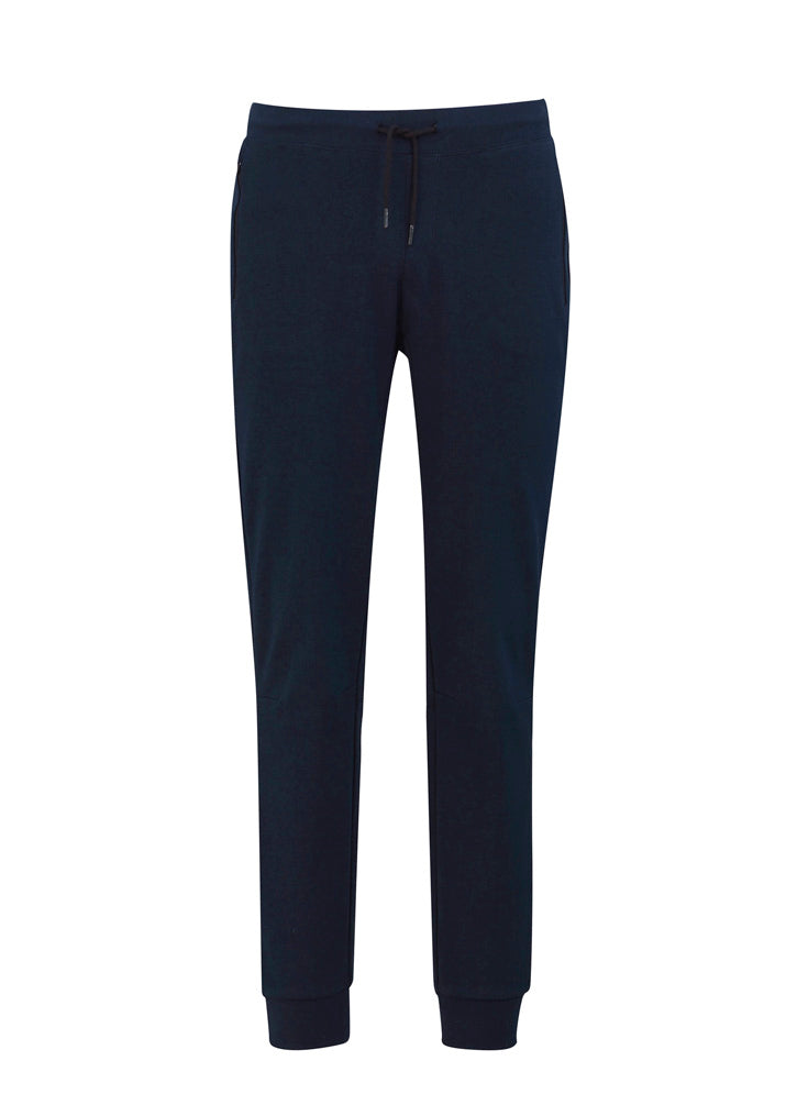 Kids Neo Pant in Navy with drawstring waistband, zippered pockets, and slim leg cuffs, ideal for comfort and style.