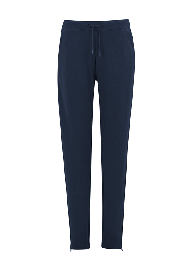 Ladies Neo Pant in navy, size S; features soft double-faced fabric, ergonomic fit, and convenient side pockets.