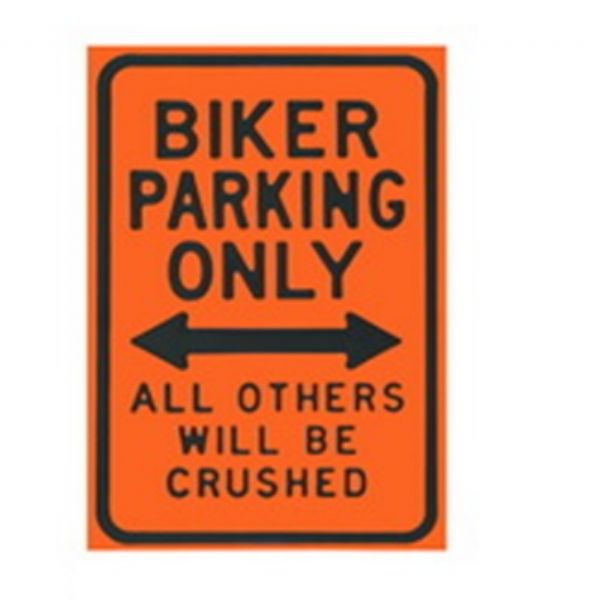 Biker Parking Metal Wall Art: Stylish metal sign for motorcyclists, measuring H:30 x W:20 cm, perfect for garages or man caves.