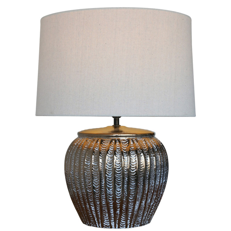 Lamp - Gold Ceramic W/ Natural Linen Shade