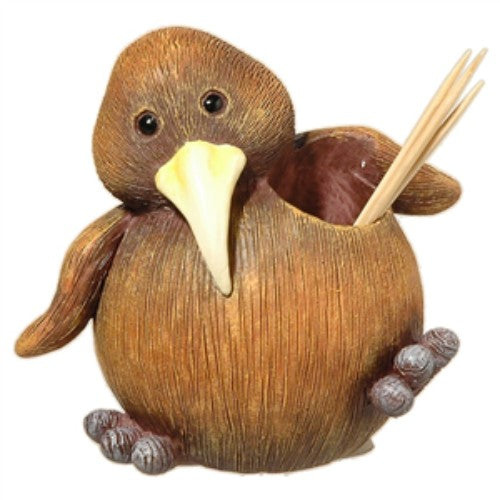 Whimsical kiwi-shaped toothpick holder for stylish kitchen storage and easy access at gatherings and parties.