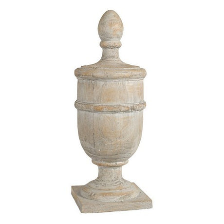 Whitewashed 56cm Chester Finial from Smartfox NZ, featuring detailed design for classic indoor and outdoor decor.