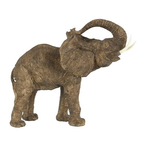 Colorful 38cm polyresin elephant figurine with raised trunk, symbolizing good fortune and enhancing home decor.