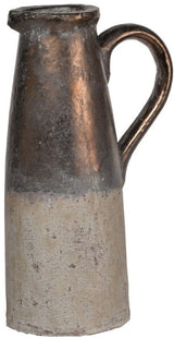 Candia Ceramic Pitcher Vase in Sienna Brown, 36.5cm tall, featuring a textured bottom and semi-metallic bronze top, stylish decor.