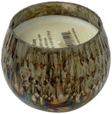 Elegant Earl Grey scented soy wax candle in a gold ribbed glass holder, perfect for creating a calming ambiance at home.