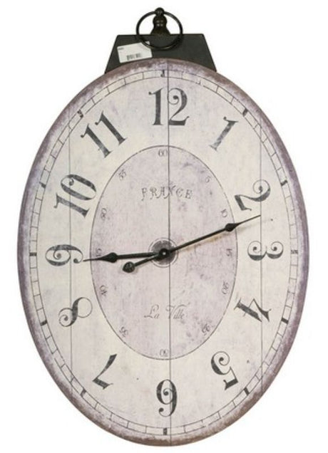 Elegant 74cm wall clock with weathered finish and decorative numerals, perfect for enhancing any home decor style.