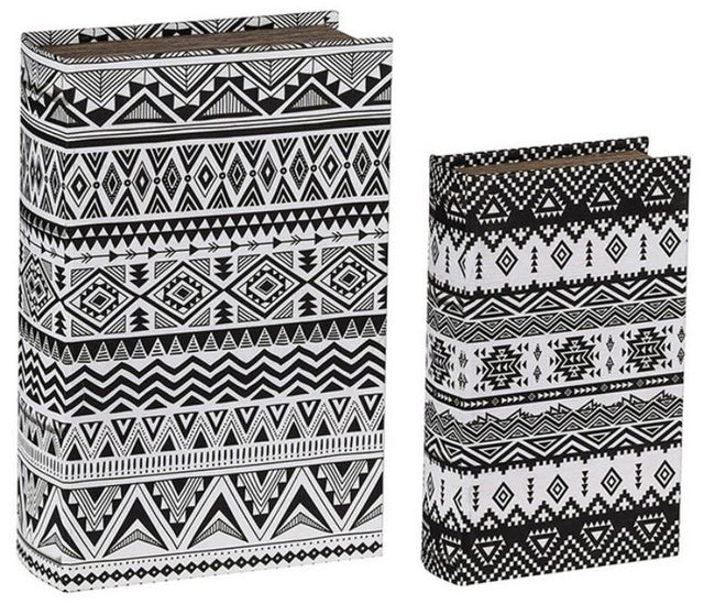 Set of 2 stylish book-shaped storage boxes with geometric patterns, perfect for enhancing decor and organizing essentials.