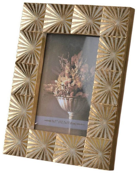 Elegant 5x7 inch photo frame in durable polyresin, perfect for showcasing cherished memories in any decor style.