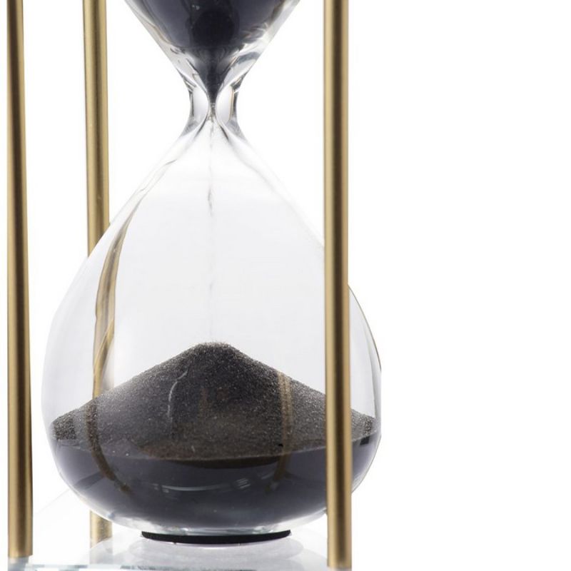 Elegant hourglass in black and brass finish, showcasing graceful curves and enhancing any decor, measuring 25.4cm.