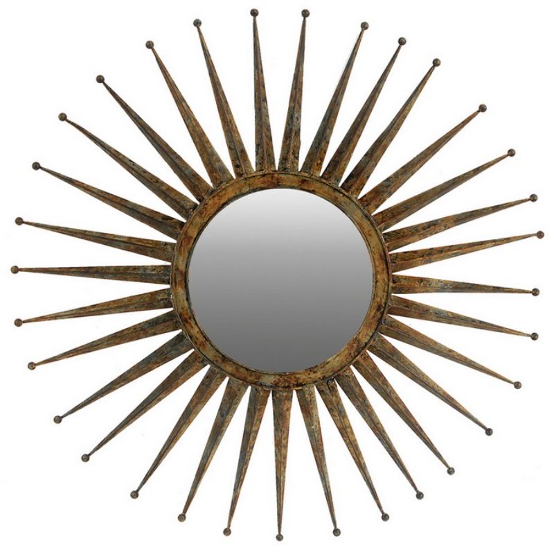 Starburst metal mirror (116.8cm) featuring a geometric design, ideal for modern decor and enhancing light in any space.