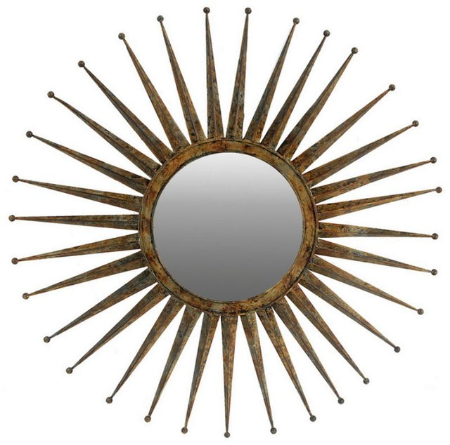 Starburst metal mirror (116.8cm) featuring a geometric design, ideal for modern decor and enhancing light in any space.