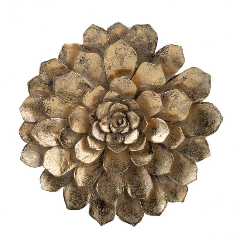 Gold Succulent Resin Wall Plaque, 26cm diameter, featuring intricate designs in a shimmering gold finish for elegant decor.