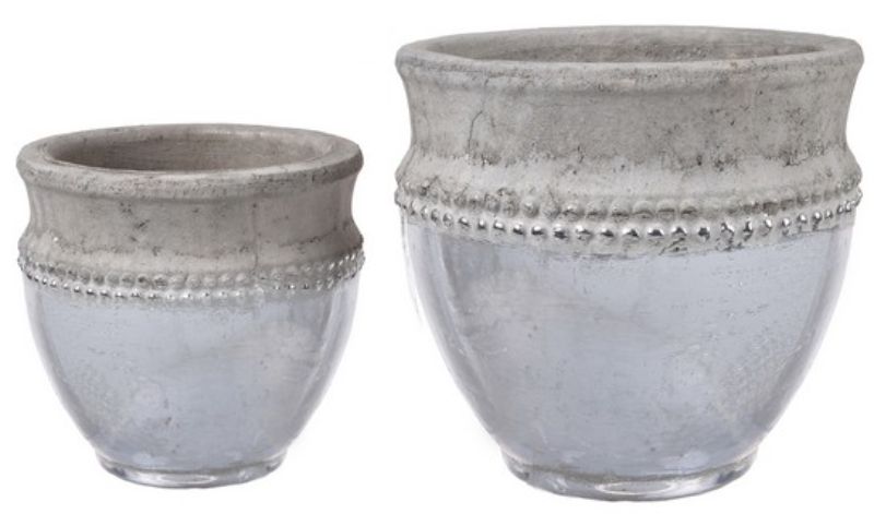 PLANTERS - SILVER & STONE (SET of 2)
