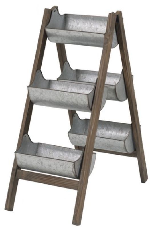 Stylish 36cm ladder planter in reed design, perfect for herbs and succulents, ideal for small urban spaces.