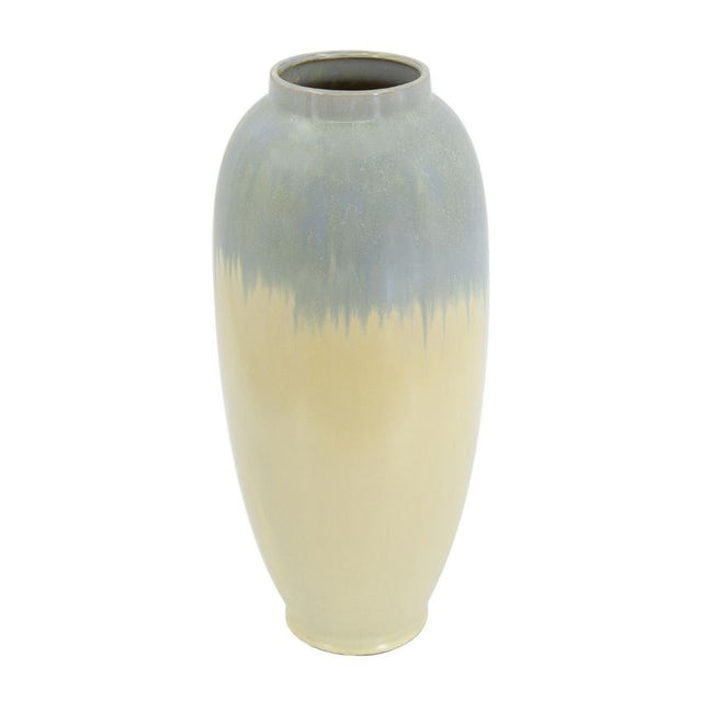 Elegant 45cm ceramic vase in cream and soft blue glaze, perfect for floral arrangements and home decor accents.