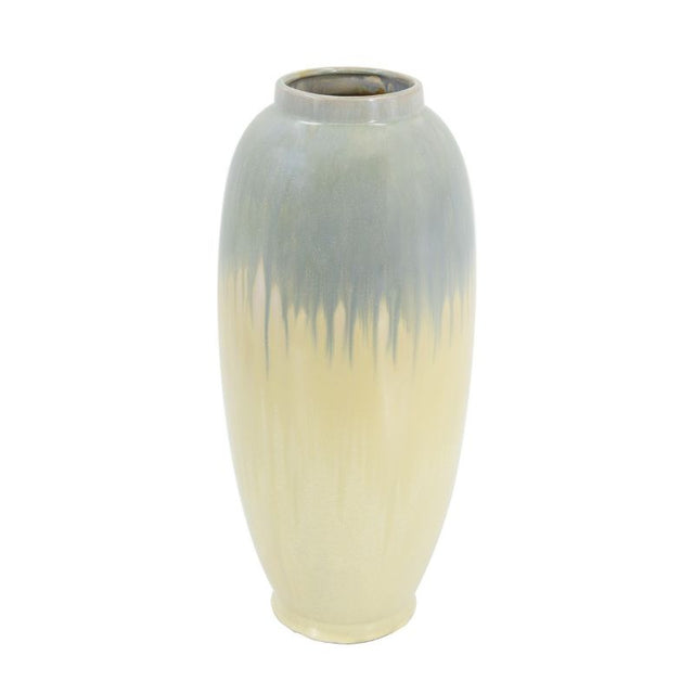 Elegant ceramic vase in cream and soft blue glaze, 40.5cm tall, perfect for floral displays or home decor accents.