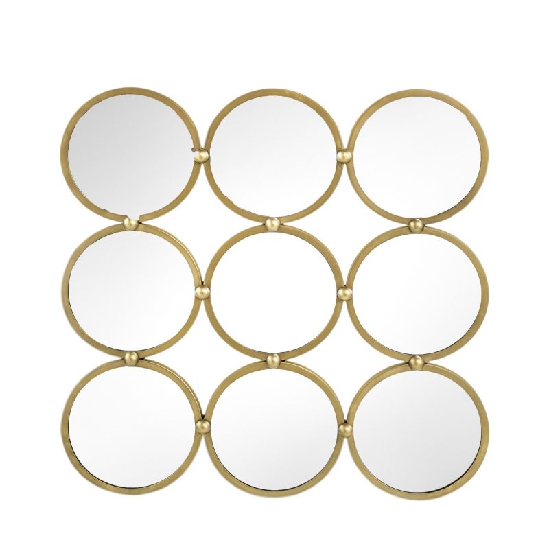 69cm gold-finished metal wall mirror, combining style and functionality, perfect for enhancing any living space.