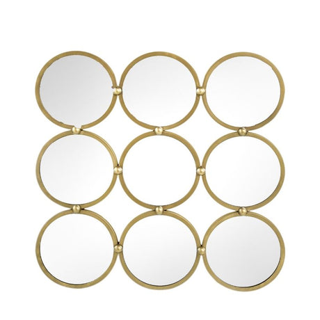 69cm gold-finished metal wall mirror, combining style and functionality, perfect for enhancing any living space.