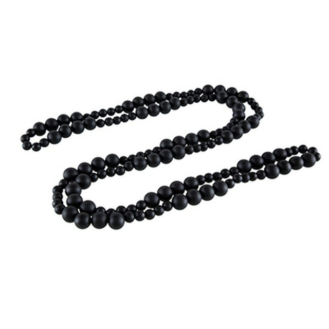 Black Wood Beads garland, 8.5 feet long, featuring a graduated design for elegant home decor and versatile styling options.