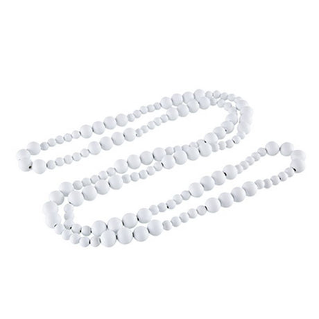 Elegant 8.5-foot White Wood Beads Garland made from eco-friendly materials, perfect for enhancing home decor and events.