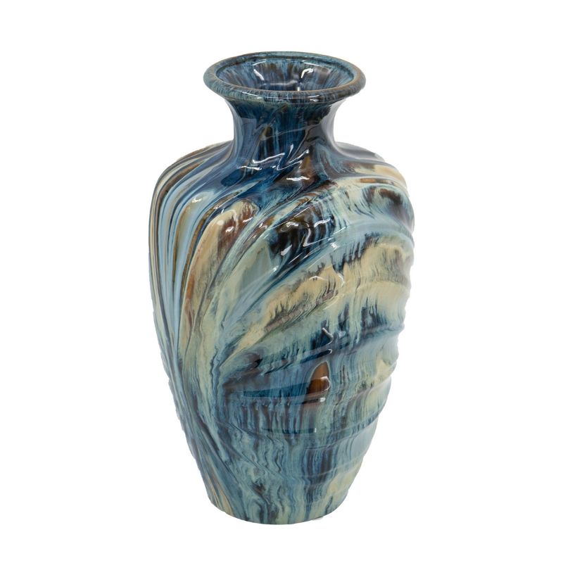 Elegant 39.5cm glazed ceramic vase, perfect for flowers or as a standalone decor piece in any interior style.