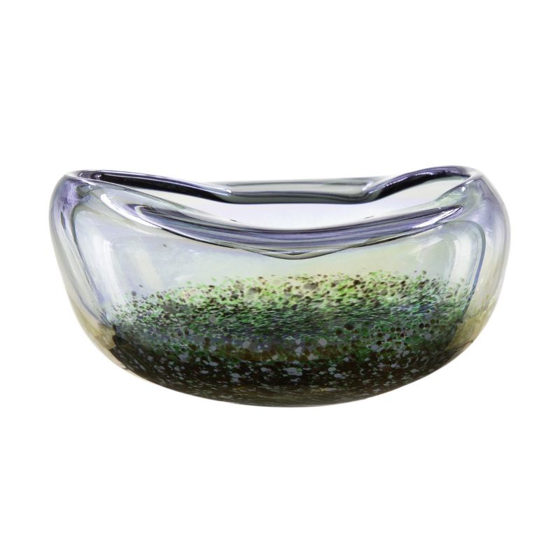 Handmade 21cm glass bowl, perfect for serving or as a decorative centerpiece, showcasing unique artistry and elegance.