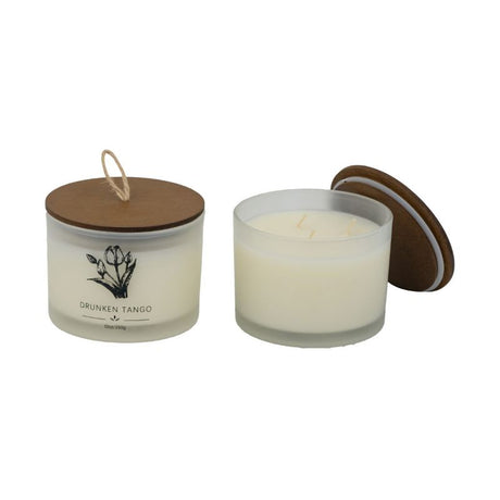 Set of 2 eco-friendly Earl Grey scented candles in elegant glass jars, providing a soothing bergamot and tea fragrance.