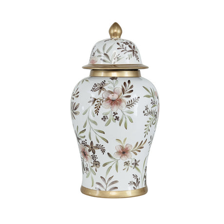 Elegant 45cm floral ginger jar, intricately designed for decor and storage, adding charm to any living space.