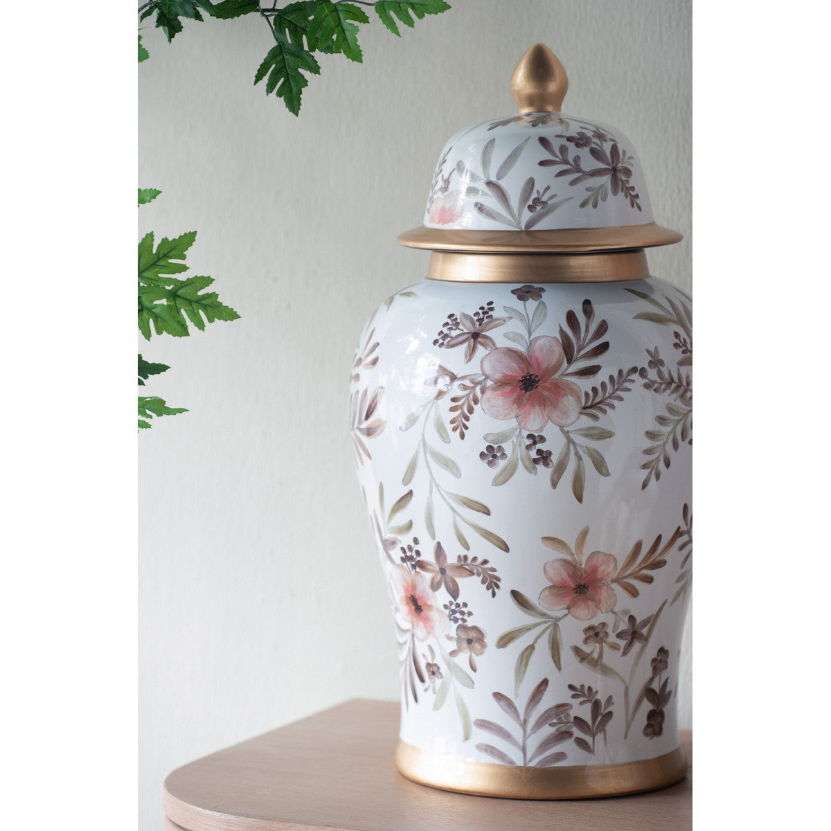 Elegant 45cm floral ginger jar, perfect for decor or storage, adding sophistication and charm to any living space.