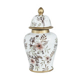 Decorative floral ginger jar, 35.5cm tall, perfect for storage or as a centerpiece in modern and traditional decor.