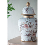 Ceramic floral ginger jar (35.5cm) featuring intricate designs, perfect for decor or storage in any home style.