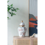 Elegant floral ceramic ginger jar, 35.5cm tall, perfect for decor and storage, adds sophistication to any space.