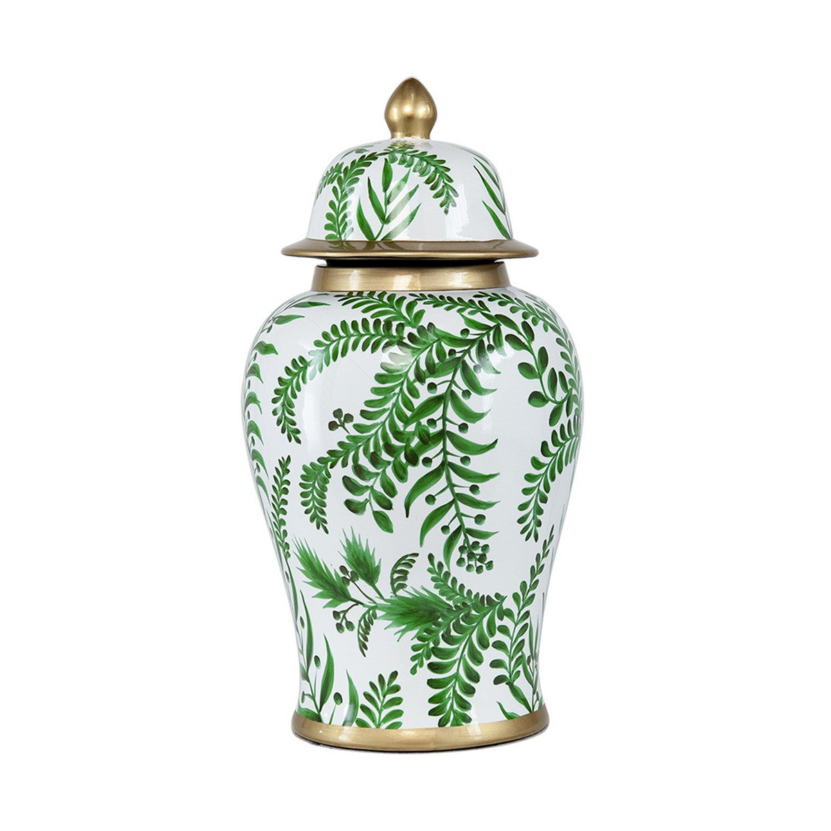 Elegant 45cm green ceramic ginger jar, perfect for decor and storage, blending functionality with sophistication.