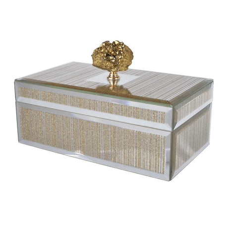Elegant glass jewelry box (21.5cm) for organized storage of rings, bracelets, and necklaces with a chic transparent design.