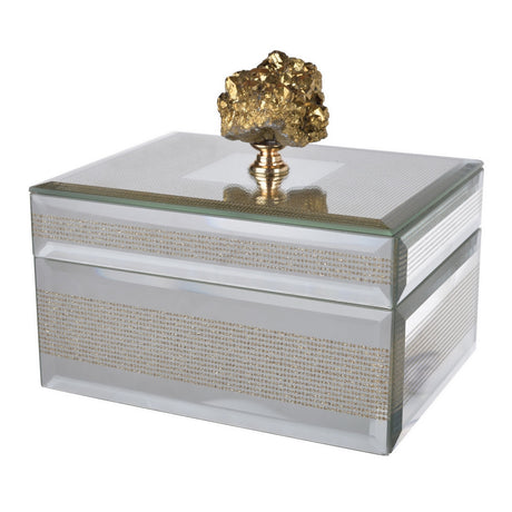 Elegant 15cm glass jewellery box showcasing accessories, perfect for organizing and displaying necklaces, rings, and bracelets.