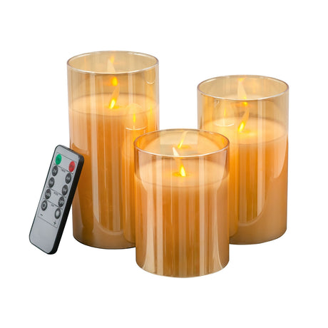 Elegant LED wax candles with remote, providing a warm, flickering glow for any occasion, safe for indoor and outdoor use.