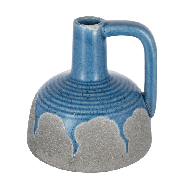 Ceramic vase in vibrant blue, 16.5cm tall, ideal for flowers or as a stylish decor piece in any room.