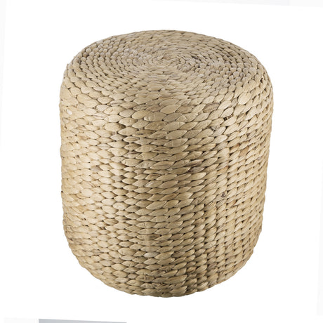 Handwoven 37cm Water Hyacinth Stool, eco-friendly and versatile for indoor/outdoor use, adds natural elegance to any space.